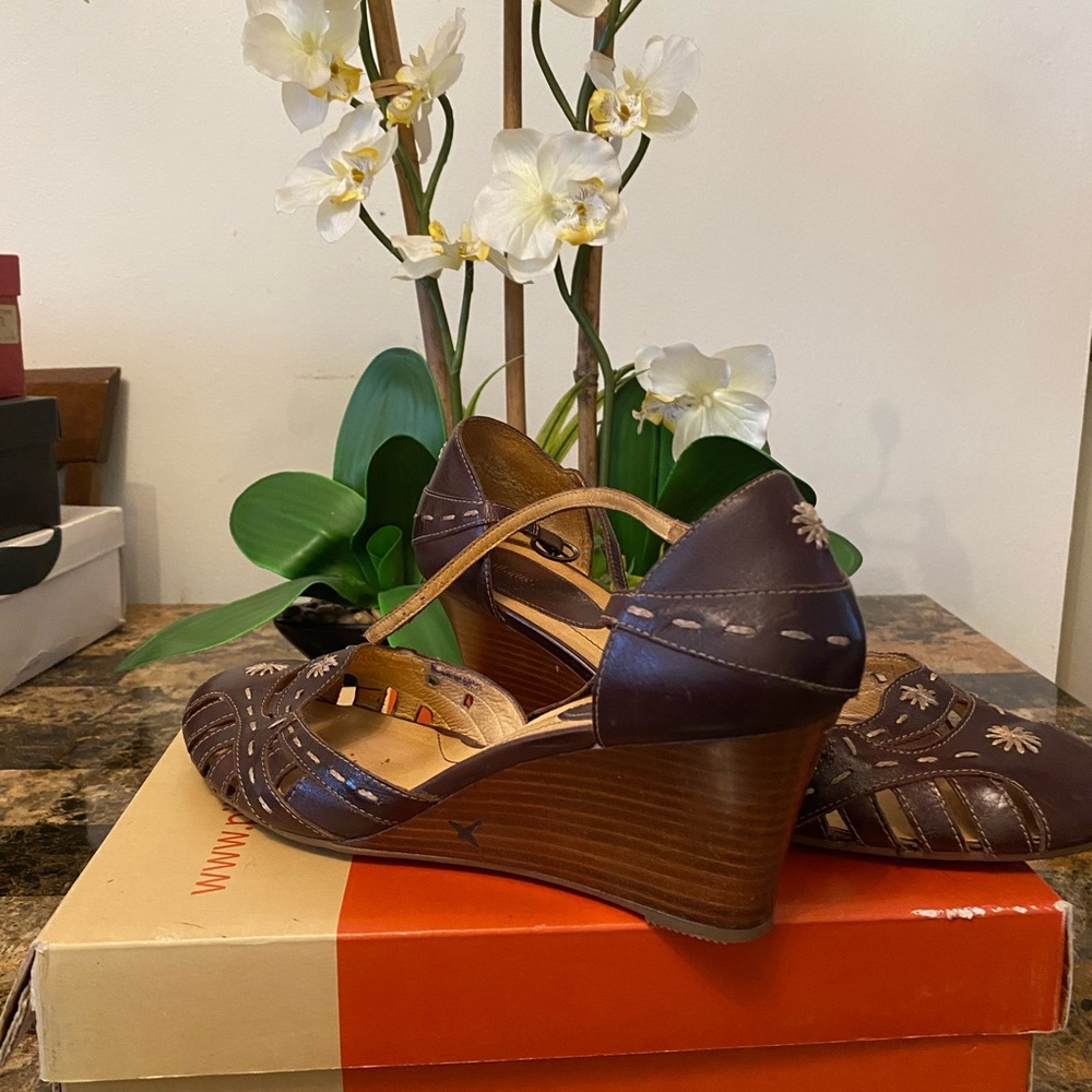 Brown wedge sandals